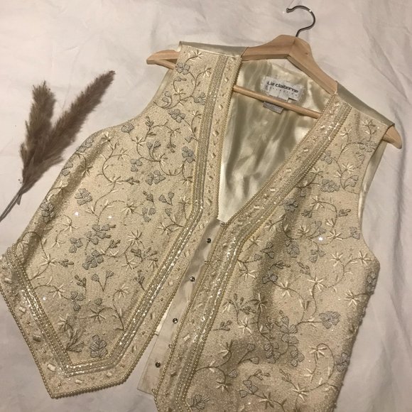BEADED LIZ CLAIBORNE UNIQUE VEST - Picture 1 of 1